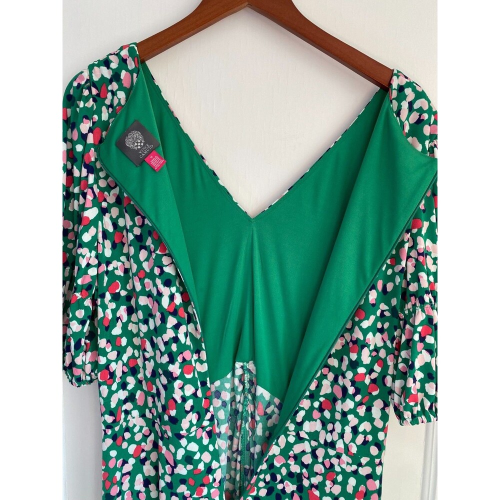 Vince Camuto Women's Size 16 V Neck Colorful Abstract Print Short Sleeve Dress - Picture 7 of 7